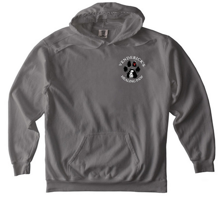 Comfort Colors Pullover Hoodie with a Venderick’s Healing Paw design