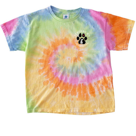 Youth Tie Dye Tee with a Venderick’s Healing Paw design