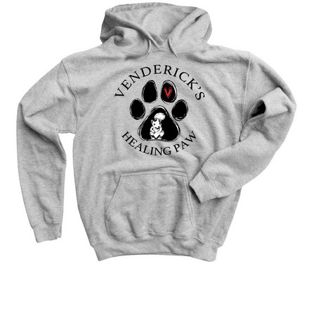 Youth Pullover Hoodie with a Venderick’s Healing Paw design